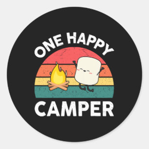 Cute One Happy Camper Kids Toddler Girl Marshmallo Classic Round Sticker