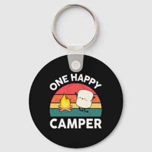 Cute One Happy Camper Kids Toddler Girl Marshmallo Key Ring