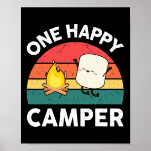 Cute One Happy Camper Kids Toddler Girl Marshmallo Poster