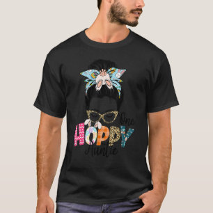Cute One Hoppy Auntie Messy Bun Bunny Easter Day 2 T-Shirt