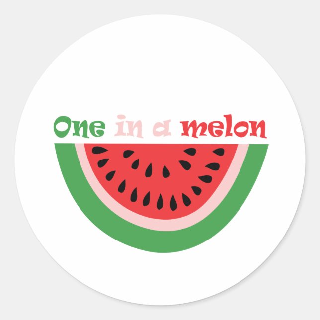 Cute One In A Melon 1st Birthday Classic Round Sticker (Front)