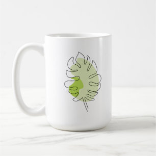Cute one line art tropical isolated foliage green coffee mug
