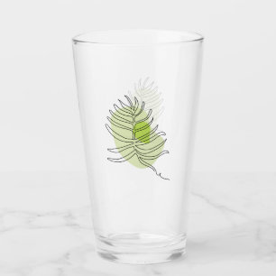 Cute one line art tropical isolated foliage green glass