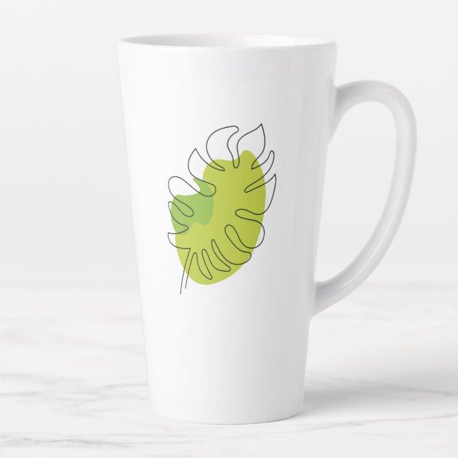 Cute one line art tropical isolated foliage latte mug (Right)