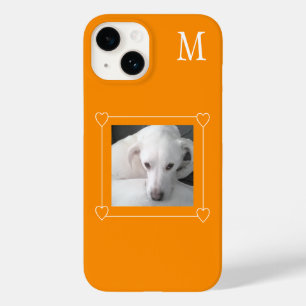 Cute One Photo Dog Single Initial Orange Case-Mate iPhone 14 Case