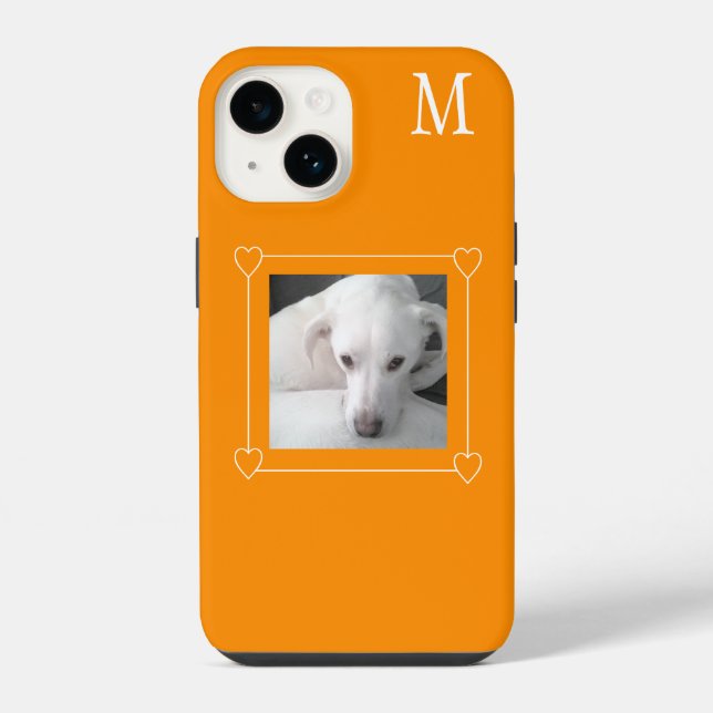 Cute One Photo Dog Single Initial Orange iPhone Case (Back)