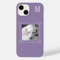 Cute One Photo Dog Single Initial Purple