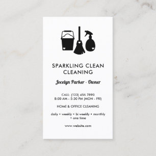 Cute One Sided Black White Cleaning Supplies Business Card