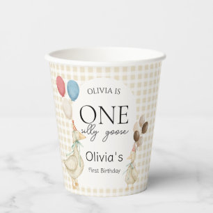 Cute One Silly Goose Birthday Party Paper Cups