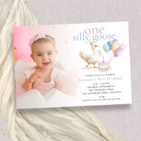 Cute One Silly Goose Photo Overlay 1st Birthday