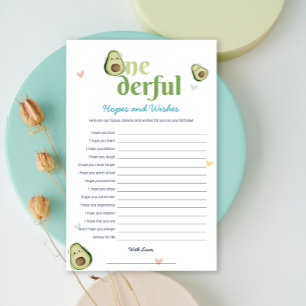 Cute Onederful Avocado 1st Birthday Game Card