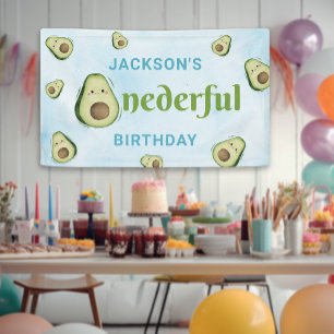 Cute Onederful Avocado 1st Birthday Party Banner