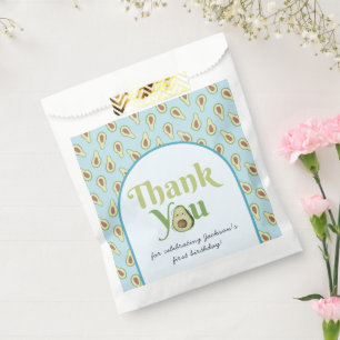 Cute Onederful Avocado 1st Birthday ThankYou Card Favour Bags