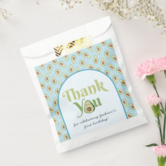 Cute Onederful Avocado 1st Birthday ThankYou Card Favour Bags (Sealed)