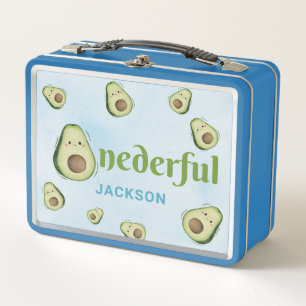 Cute Onederful Avocado Personalised Kids Metal Lunch Box