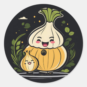 Cute Onion Adventure Classic Round Sticker
