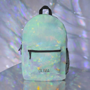 Cute Opal Iridescent Monogram Kid's Printed Backpack