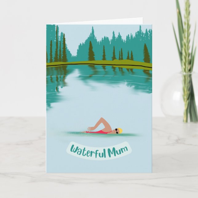 Cute Open Water Swimming Nature Mothers Day Card (Front)