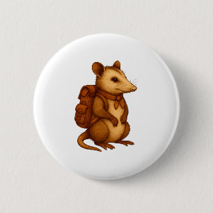 Cute opossum backpacker camping hiker forest 6 cm round badge