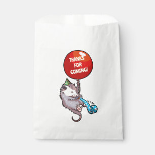 Cute Opossum Thanks For Coming! Party Red Balloon Favour Bags