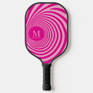 Cute Optical Illusion Vortex Monogram Pink Shades Pickleball Paddle