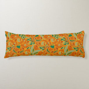 Cute orange abstract seamless flowers ceramic tile body cushion
