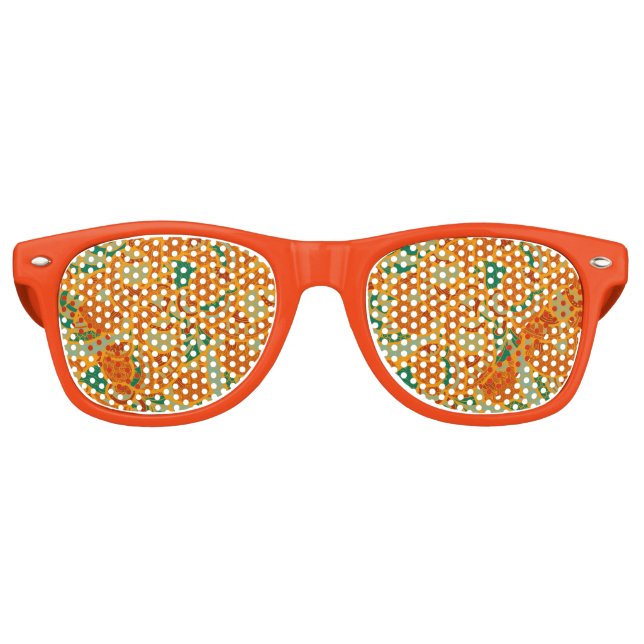 Cute orange abstract seamless flowers ceramic tile retro sunglasses (Front)