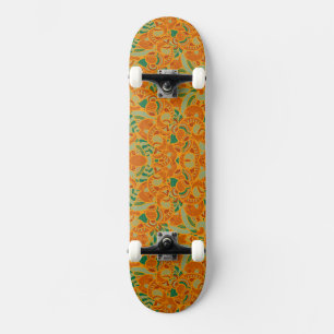 Cute orange abstract seamless flowers ceramic tile skateboard