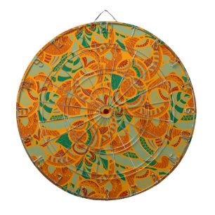 Cute orange abstract seamless flowers dartboard