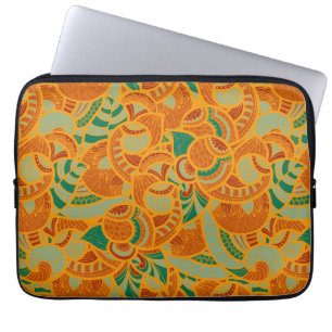 Cute orange abstract seamless flowers laptop sleeve