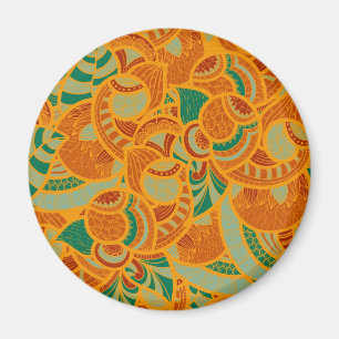 Cute orange abstract seamless flowers magnet