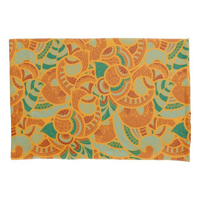 Cute orange abstract seamless flowers pillowcase (Front-Left)