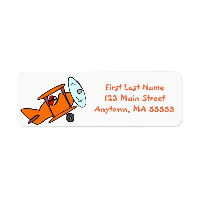 Cute Orange Aeroplane Address Labels (Front)