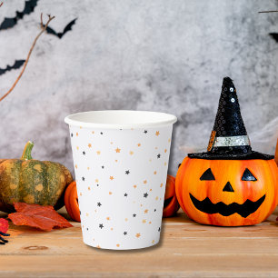 Cute Orange and Black Star Pattern Halloween  Paper Cups