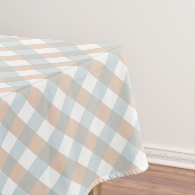 Cute Orange and Blue Gingham Pattern Halloween Tablecloth (In Situ)