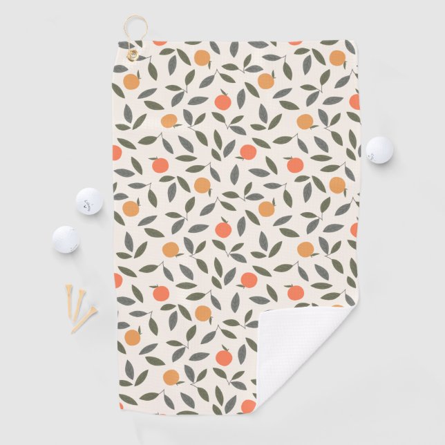 Cute Orange and Leaves Pattern Golf Towel (InSitu)