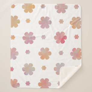 Cute Orange and Pink Flower Pattern Sherpa Blanket