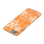 Cute orange and white Christmas snowflakes Case-Mate iPhone Case (Bottom)