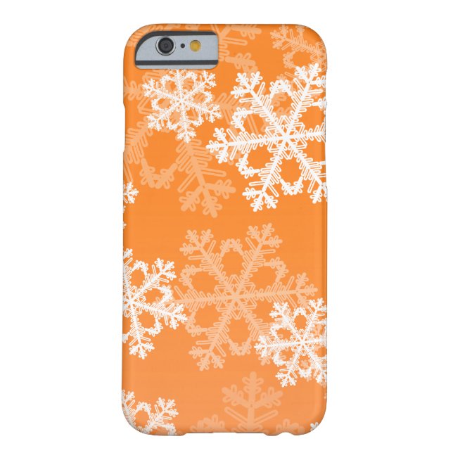 Cute orange and white Christmas snowflakes Case-Mate iPhone Case (Back)