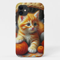 Cute Orange and White Kitten  Playing in Yarn