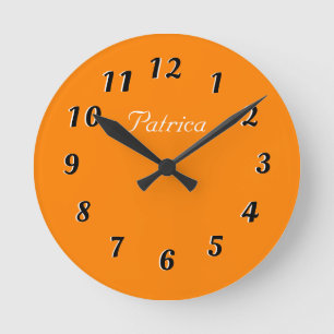 Cute Orange and White Personalised Wall Clock