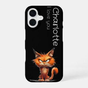 Cute orange angry cartoon cats name iPhone 16 case