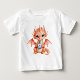 Cute Orange Baby Dragon with Pocket Watch Kids T-Shirt