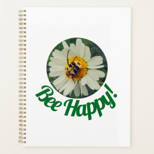 Cute Orange & Black Bee on Daisy Circle Design Planner