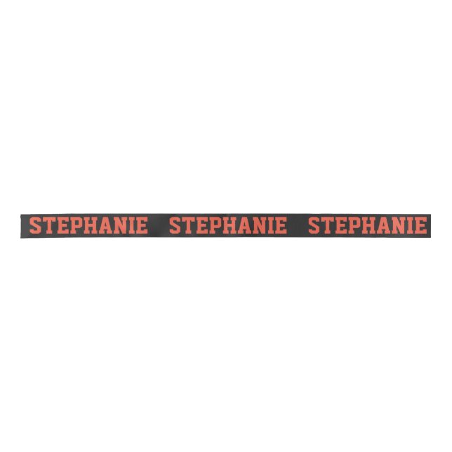 Cute Orange & Black Custom Name Satin Ribbon (Front)