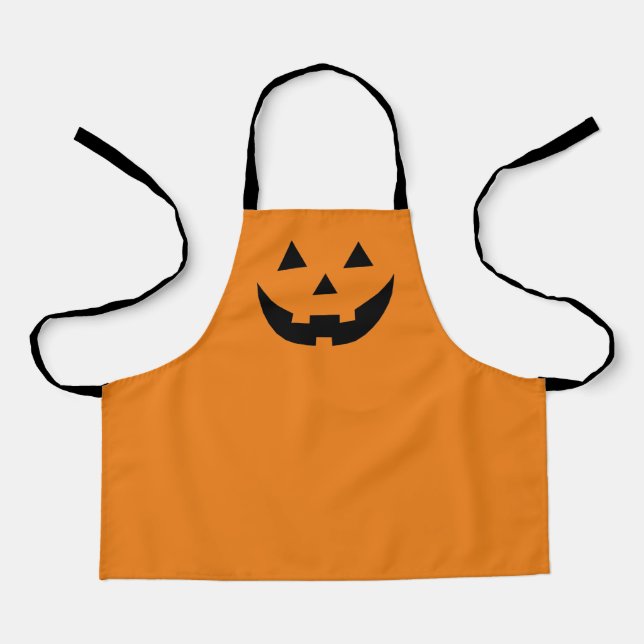 Cute orange black Jack o lantern pumpkin Halloween Apron (Front)