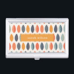 Cute Orange Blue Custom Leafy Botanical Pattern Business Card Holder<br><div class="desc">If you need any further customisation please feel free to message me on yellowfebstudio@gmail.com.</div>