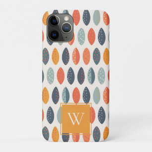 Cute Orange Blue Leafy Botanical Monogram Pattern Case-Mate iPhone Case