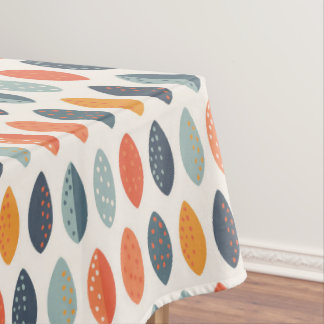 Cute Orange Blue Leafy Botanical Monogram Pattern Tablecloth
