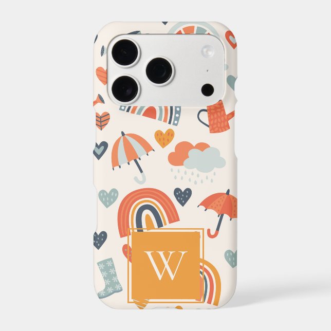Cute Orange Blue Spring Rainbow Clouds Pattern (Back)